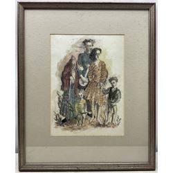 Ursula Vivian McCannell (British 1923-2015): 'Gypsy Family', hand-coloured lithograph signed with initials and dated ‘64 in pencil, titled on gallery label verso 34cm x 25cm 
Provenance: exh. England & Co, ‘Three Generations’, London 1989, label verso