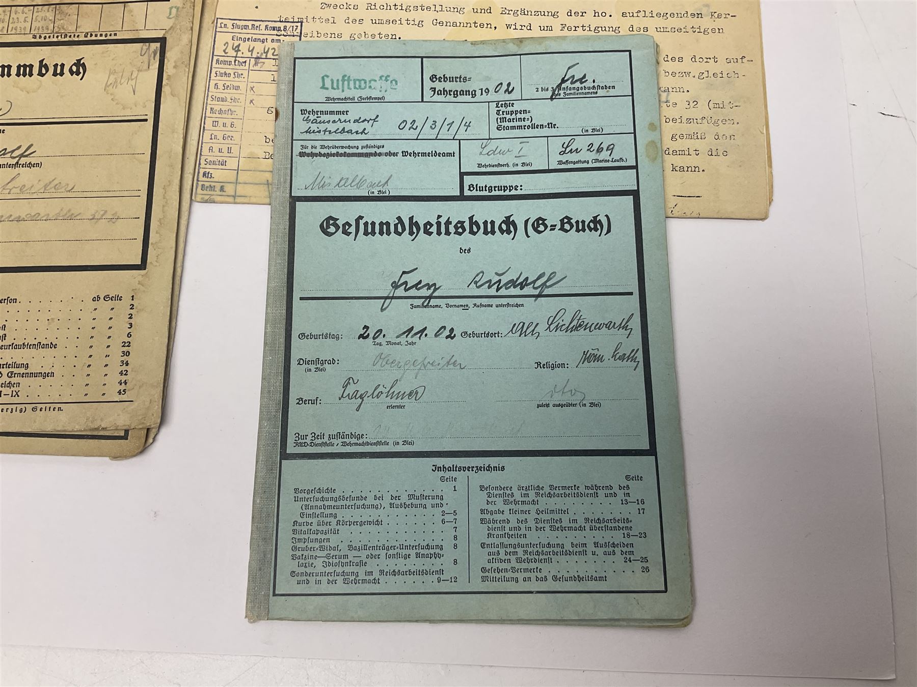 WW2 German Luftwaffe Service Record Folder and Book