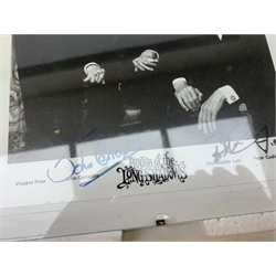  Autographs: House of the Long Shadows, photograph signed by Vincent Price, John Carradine, Christopher Lee and Peter Cushing, housed in a clip frame  