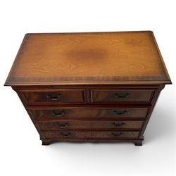 Charles Barr - mahogany bachelor's chest, with brushing slide two short over three long drawers with moulded edges, shaped apron raised on bracket feet
