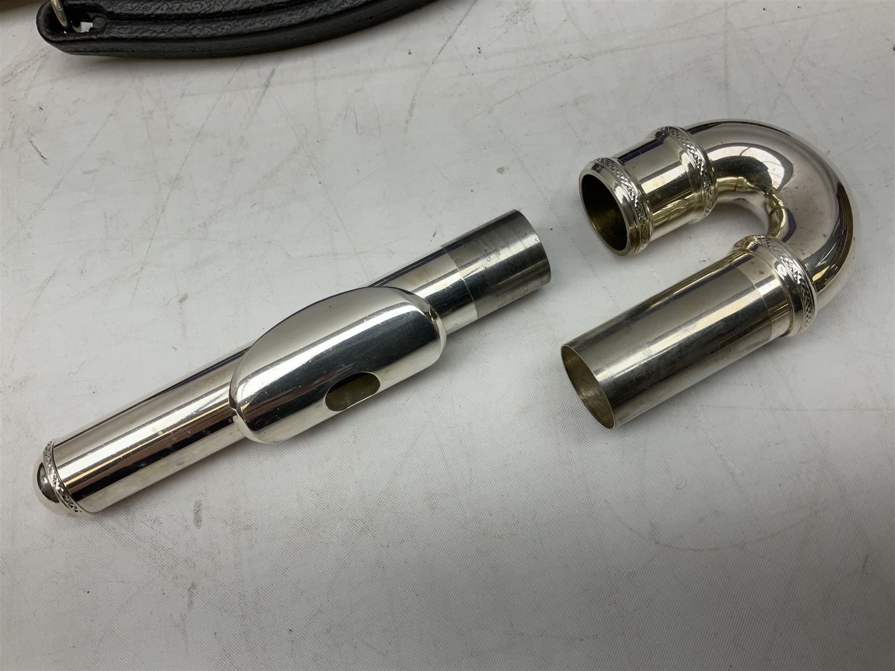 Trevor J. James T.T. 10X silver plated flute, with two mouthpieces and crook joint, serial no. 71002, in carry case
