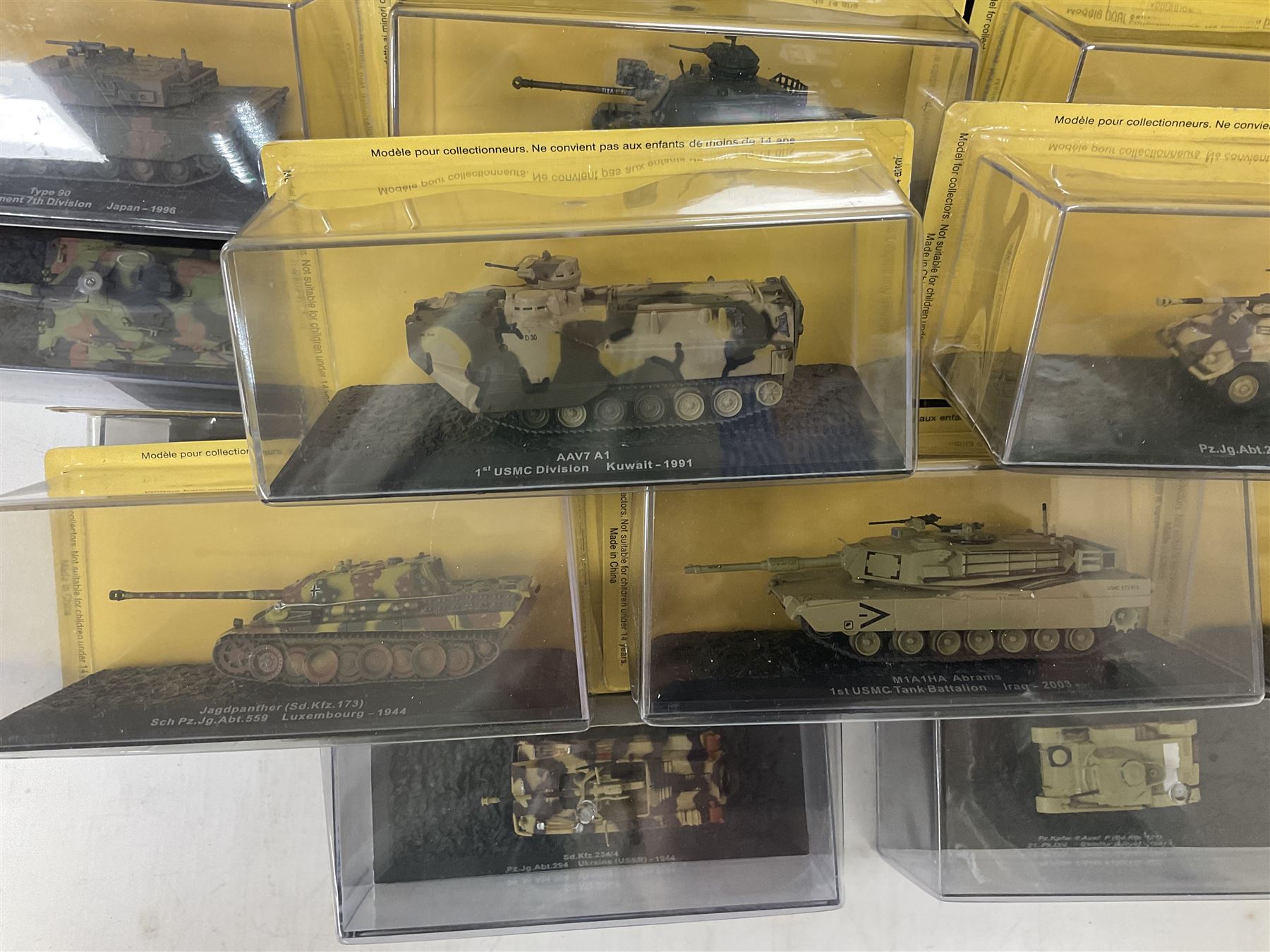 DeAgostini The Combat Tanks Collection -  forty-six periodical issued die-cast models of tanks; in plastic display cases in unopened blister packs (46)