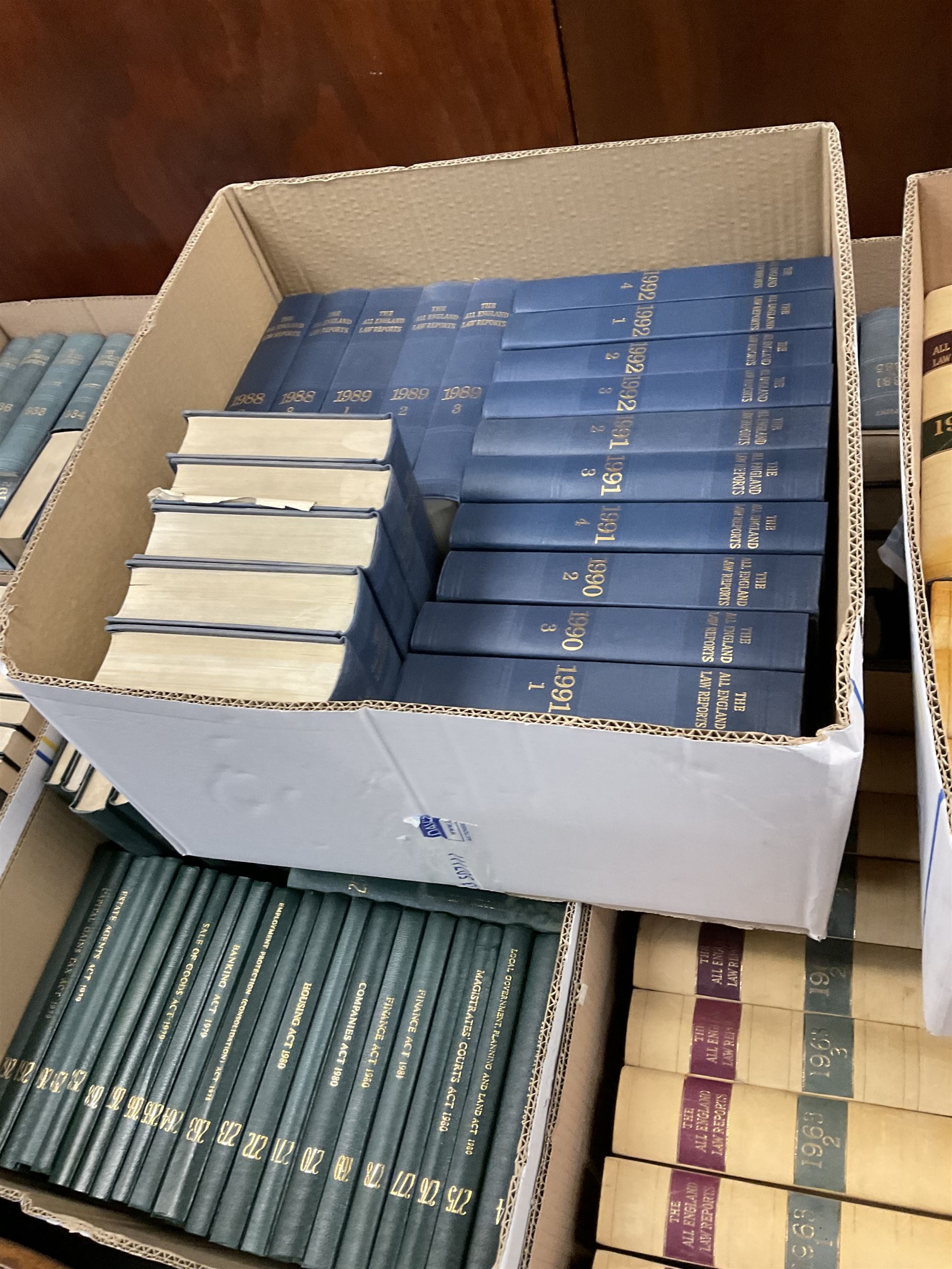 Large collection of law books, to include The All England Law Reports, Journal of Planning and Environment Law, Chambers Encyclopaedia, etc, in sixteen boxes 