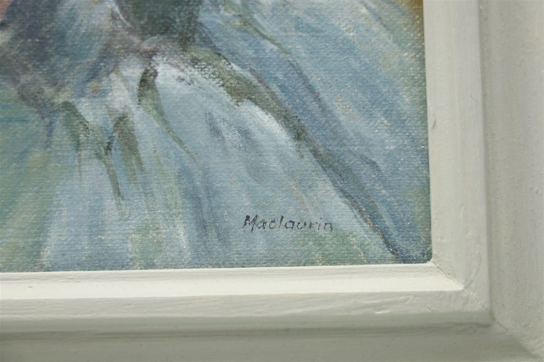 Pat Maclaurin (British 1933-2022): 'A Helping Hand', oil on canvas board signed, titled verso 23.5cm x 26cm