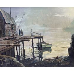 Michael Crawley (British 1938-): The Waterside, oil on canvas signed 45cm x 55cm 