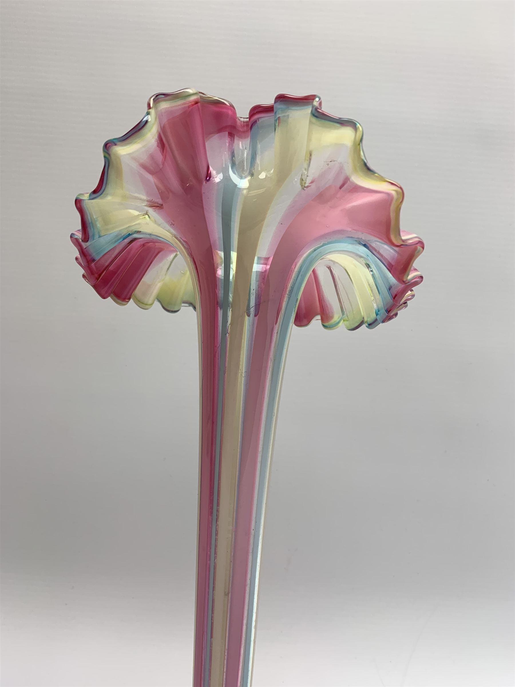 Late 19th century vaseline and cranberry candy stripe glass Jackinthe