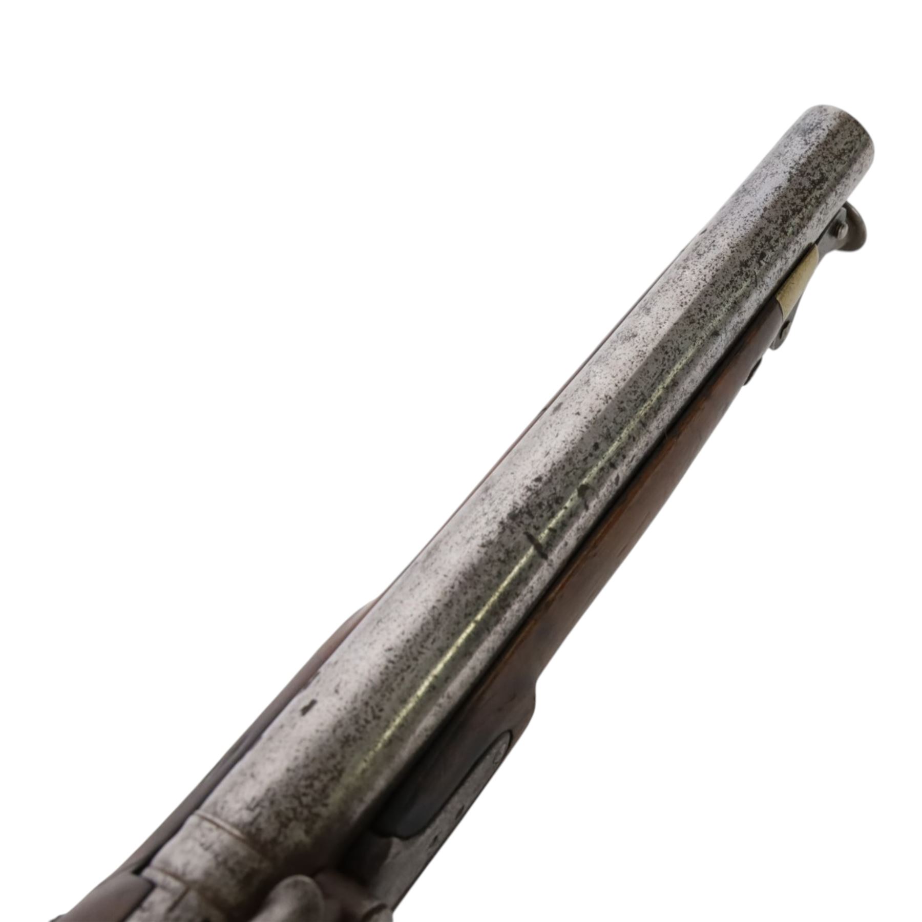 19th century Tower percussion pistol, with lock stamped 'Tower' and with crown over 'GR' cypher, with steel ram rod, walnut with brass butt plate, overall L38cm