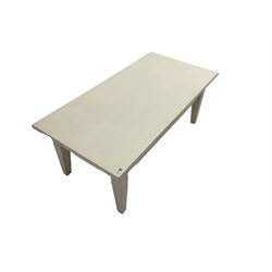 White painted coffee table, fitted with two through drawers
