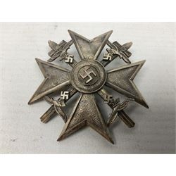 German Spanish Cross with silvered finish; stamped verso L/12; probably a post-WW2 copy