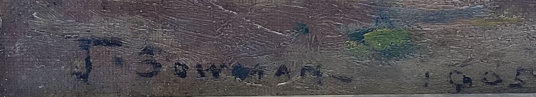 John Bowman (Staithes Group 1872-?): 'Little Gossips Runswick Bay', oil on canvas signed and dated 1905, old title label verso 39cm x 29cm