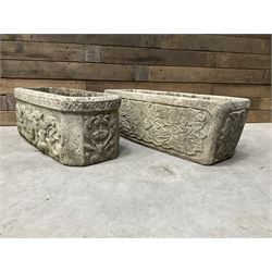 Ornate cast stone rectangular garden pla