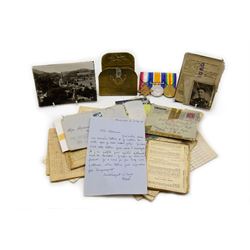 Three copies of WWI medals, comprising 1914-15 Star, British War Medal and Victory Medal, two duty/ bed plates, all engraved P. McConville, together with related ephemera including photographs, newspaper articles Service books etc  