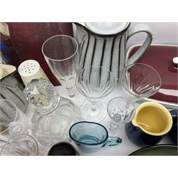Denby coffee pot, together with Hornsea sugar shaker, glassware and other collectables 