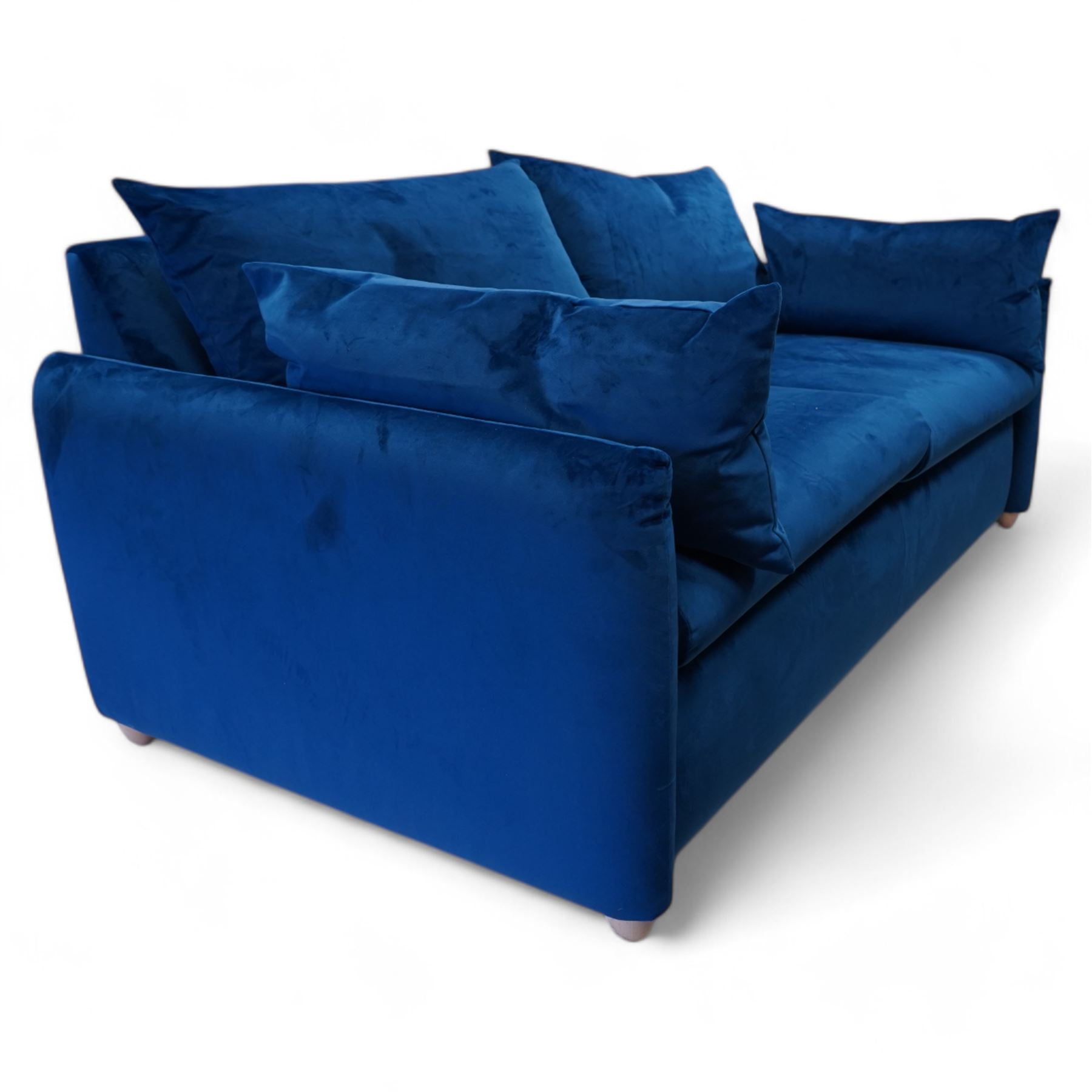 Heals - 'Pillow' three-seat sofa bed upholstered in blue fabric