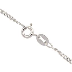 18ct white gold oval cut emerald and round brilliant cut diamond, cluster pendant necklace, hallmarked, emerald approx 4.00 carat