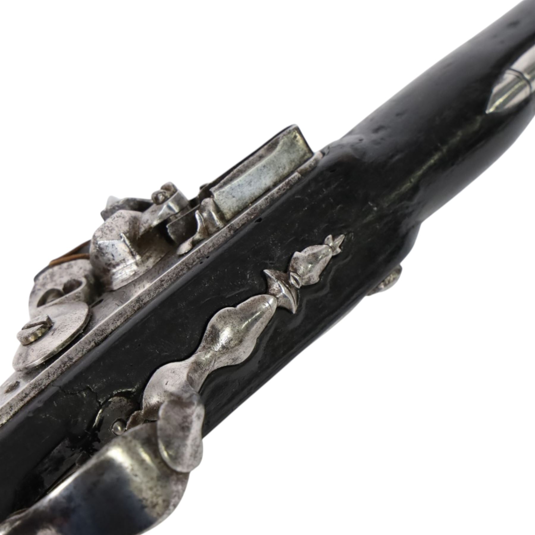 Flintlock pistol, with lock stamped Valantin Montpettice', with steel ram rod, with steal butt plate, overall L32cm