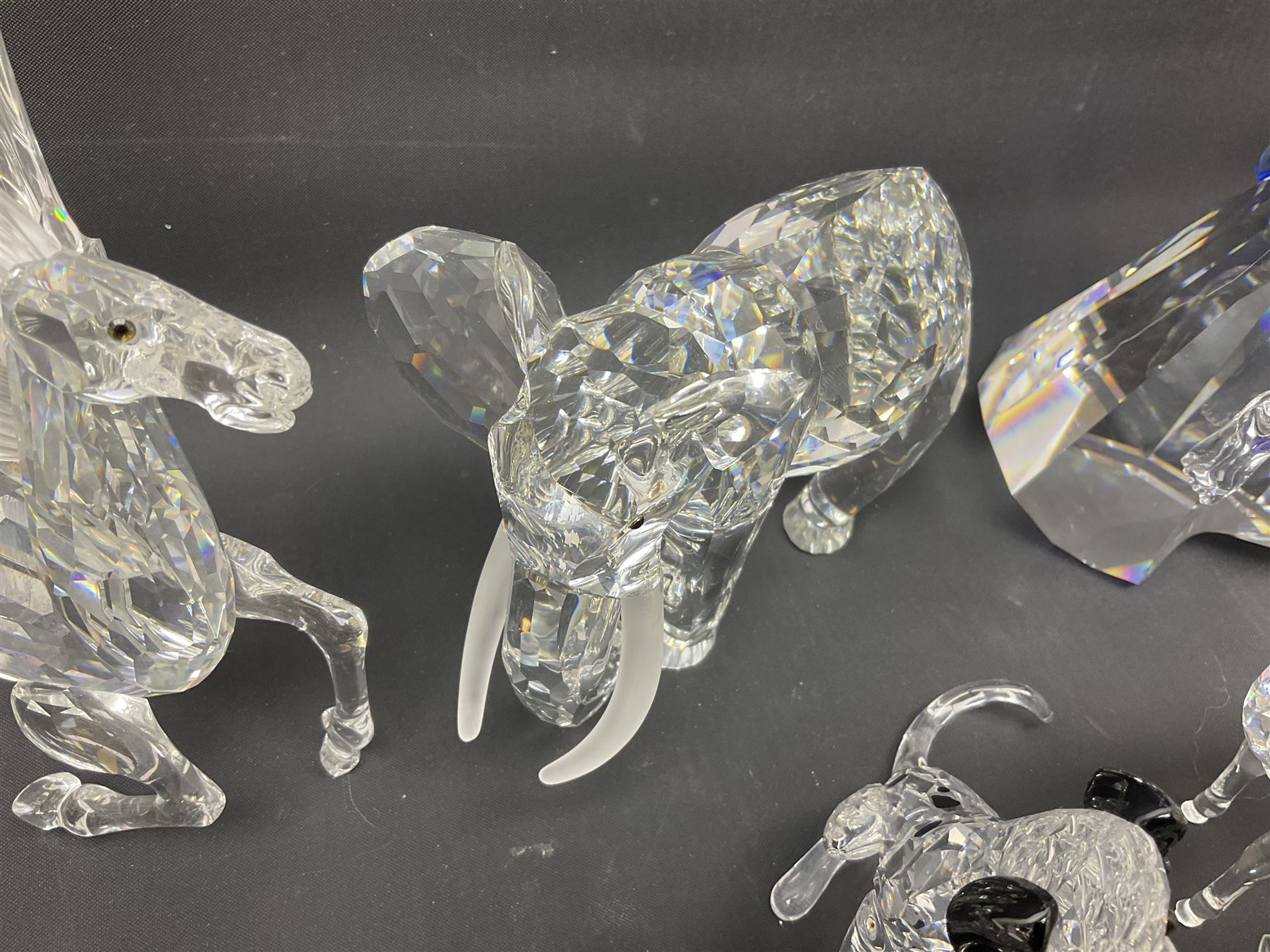 Swarovski Crystal animals, to include sheep, pigs, antelope, cockeral and hen, chicks, Pegasus, owls, giraffe, etc, together with Swarovski Crystal dancer, Isadora