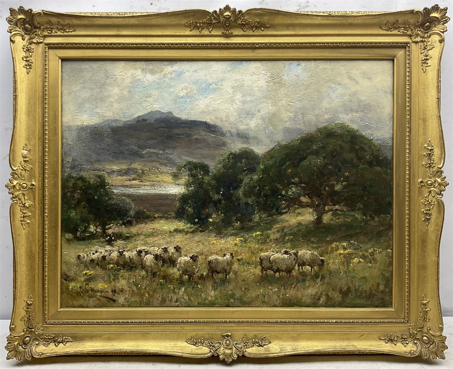 Owen Bowen (Staithes Group 1873-1967): Herding Sheep in the Lake District, oil on canvas signed and dated '08, 45cm x 60cm 
Notes: an early, exhibition-quality example of the artist's work.