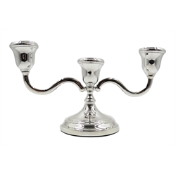  Shop stock: Silver candelabra with detachable branches and cups by L R Watson Birmingham 2003, 21cm weighted boxed  