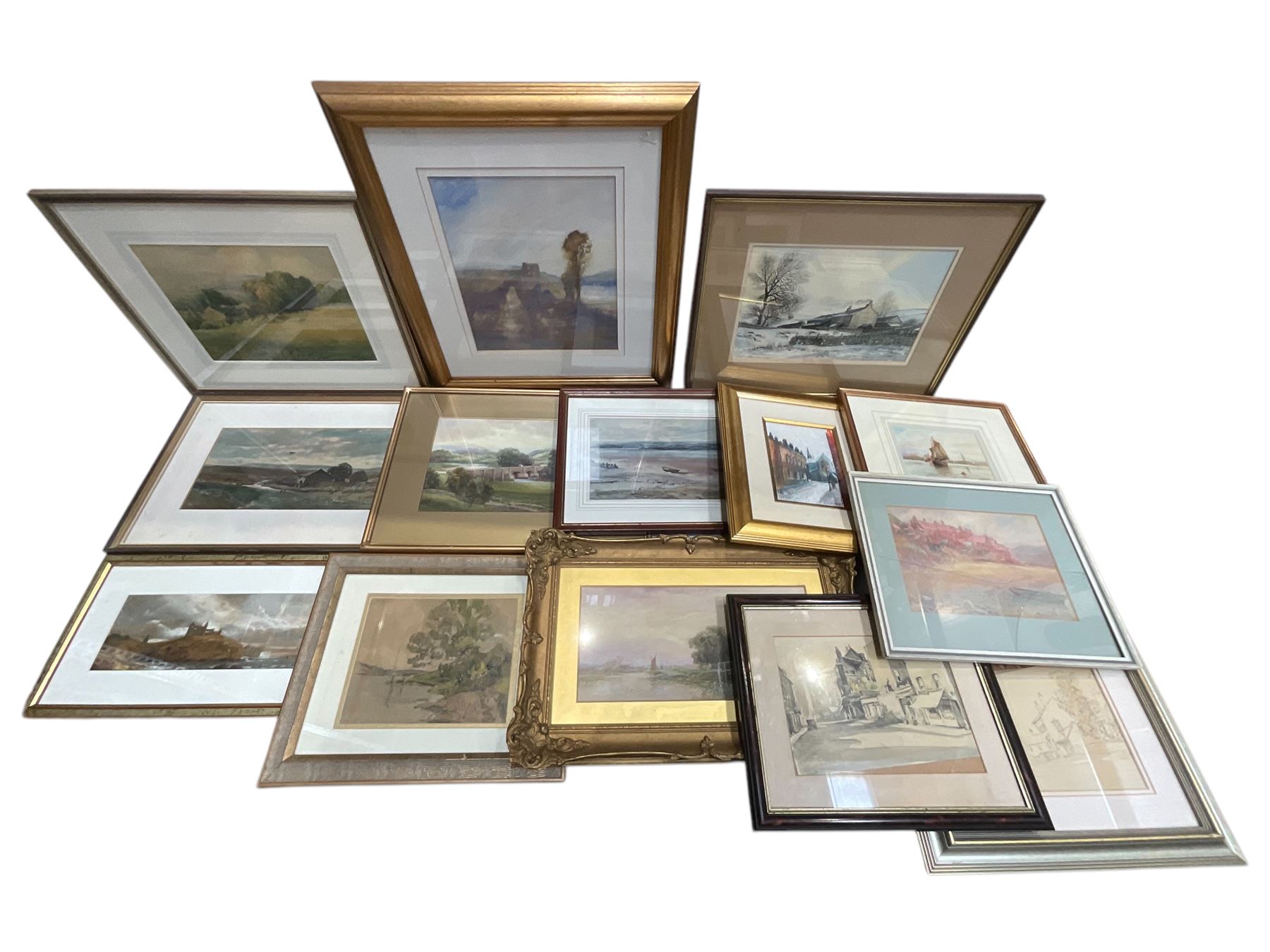 Collection of watercolours by various artists, including David Russel Anderson, Albert Thomas Pile, Frederick James Aldridge, Joseph Pighills, etc (qty)