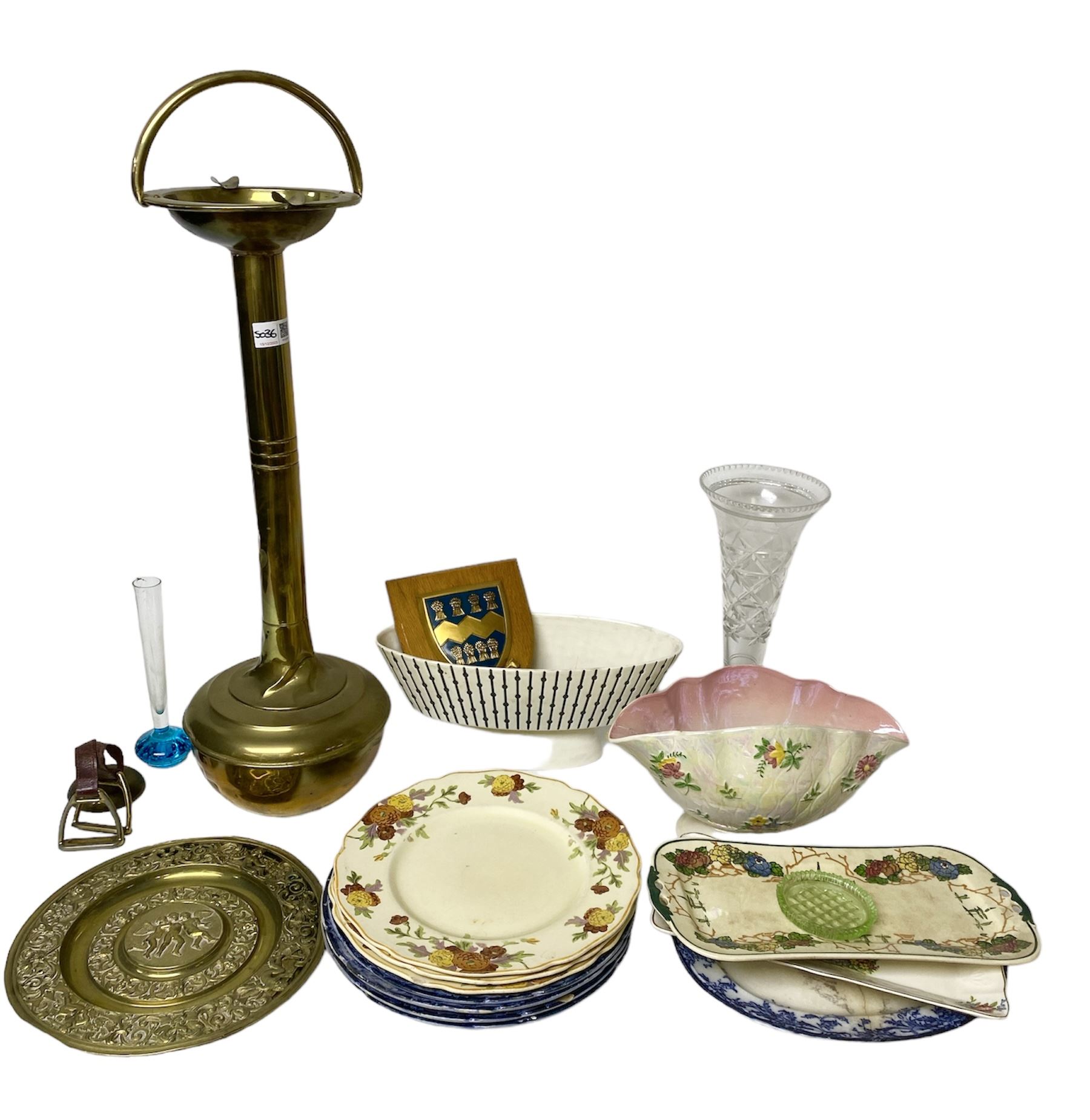 Hornsea Studio Craft planter, freestanding brass ashtray and a collection of other ceramics and collectables