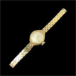 Roamer ladies 9ct gold manual wind wristwatch, on 9ct gold bracelet