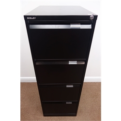  Bisley filing cabinet, four drawers, black finish, with key, W47cm, H132cm, D63cm  
