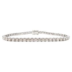 18ct white gold round brilliant cut diamond line bracelet, stamped 750, total diamond weight 7.00 carat, with World Gemological Institute Report 