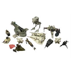 Star Wars - thirteen early 1980s vehicles/equipment including X-Wing Fighter; Snowspeeder; Slave 1 (Boba Fett's Spaceship); Scout Walker C7; Mobile Laser Cannon; Tripod Laser Cannon; Speeder Bike; Radar laser Cannon; two Vehicle Maintenance Energisers etc; all unboxed (13)