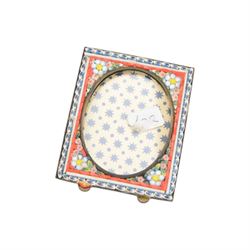 Seven micro mosaic pictures frames, each decorated with flowers, largest H11cm