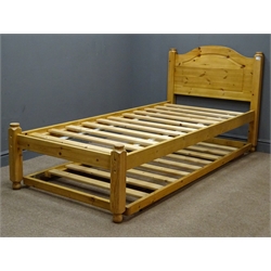 Solid pine 3' single bed frame with slide out guest bed underneath, W96cm, H97cm, L207cm  