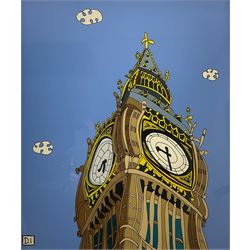 Dylan Izaak (British 1971-): Big Ben, oil on aluminium signed with initials 59cm x 49cm 
Provenance: purchased by the vendor from Whitewall Galleries