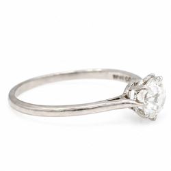 Early 20th century platinum diamond ring, single with a single old cut diamond of approx 0.85 carat, in tooled leather ring box