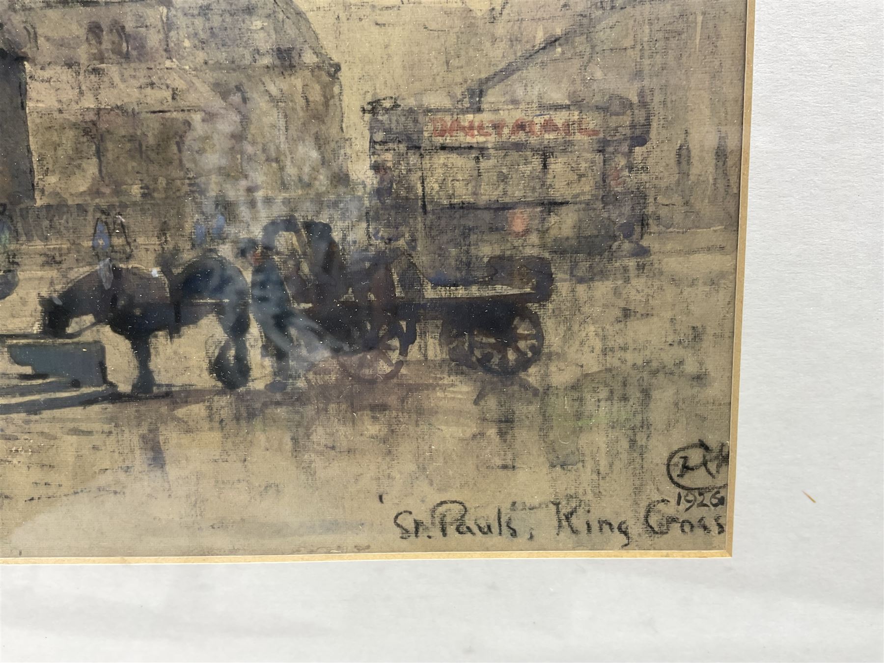 Cuthbert Crossley (British 1883-?): 'St Paul's - Kings Cross', watercolour signed with monogram, titled and dated 1926, 28cm x 35cm 