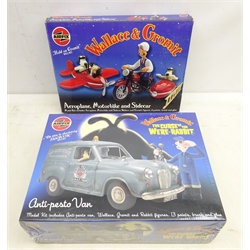  Two Wallace & Gromit airfix kits, 'Anti-pesto Van', boxed with plastic wrapping and 'Aeroplane, Motorbike and Sidecar', boxed  