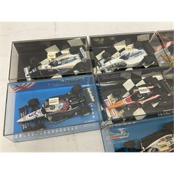 Pauls Model Art Minichamps Formula - ten 1:43 scale die-cast models of racing cars in plastic display cases (10)