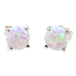 Pair of silver opal stud ear-rings  