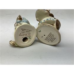 Nine Beswick Beatrix Potter figures, comprising Tabitha Twitchett, Appley Dapply, Tom Kitten Tailor of Gloucester, Ribby, Hunca Munca, Amiable guinea-pig, Miss Moppet and Poorly Peter rabbit,  all with printed mark beneath 