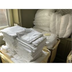 120 bath mats, wrapped towels, 111 regular towels, 20 packs of regular towels, 10 pillows- LOT SUBJECT TO VAT ON THE HAMMER PRICE - To be collected by appointment from The Ambassador Hotel, 36-38 Esplanade, Scarborough YO11 2AY. ALL GOODS MUST BE REMOVED BY WEDNESDAY 15TH JUNE.