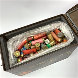 Assorted shotgun cartridges including primed 12-bore, loaded, .410, 20=bore, 9mm garden gun etc, contained in three portable metal ammunition boxes SHOTGUN CERTIFICATE REQUIRED