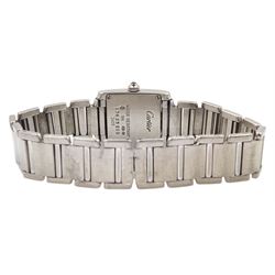 Cartier Tank Francaise 18ct white gold ladies quartz wristwatch,  Ref. 2403, on original 18ct white gold bracelet, hallmarked 