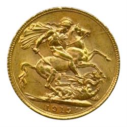 King George V 1915 gold full sovereign coin