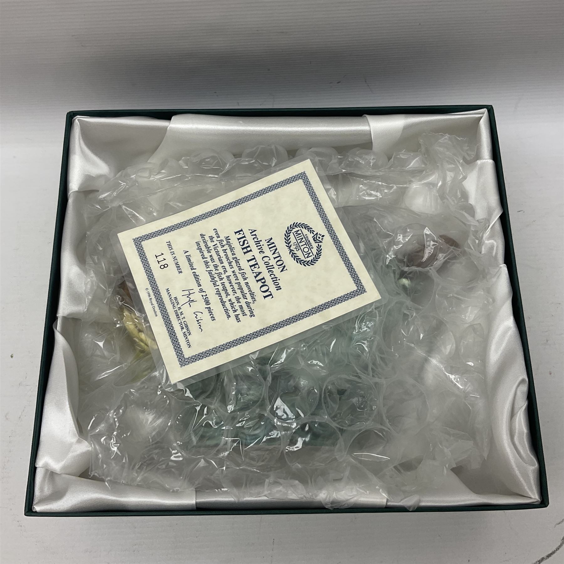 Minton Archive collection fish teapot, limited edition 118/2500, with certificate and original box 