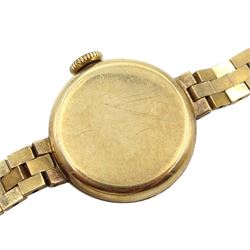 Timor 9ct gold ladies manual wind bracelet wristwatch, hallmarked