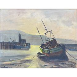 Don Micklethwaite (British 1936-): 'Morning Light Scarborough Harbour - Low Tide, oil on board signed, inscribed and dated 1978 verso 35cm x 45cm