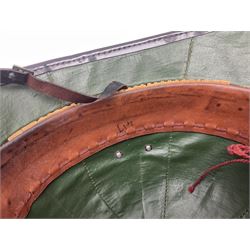 Police - Victorian turned hardwood truncheon with traces of decoration and VR cypher L42cm; Humberside Police helmet with Queens Crown helmet plate; hand lamp inscribed 'The Inspector'; and small pair of pewter figures of police officers (5)