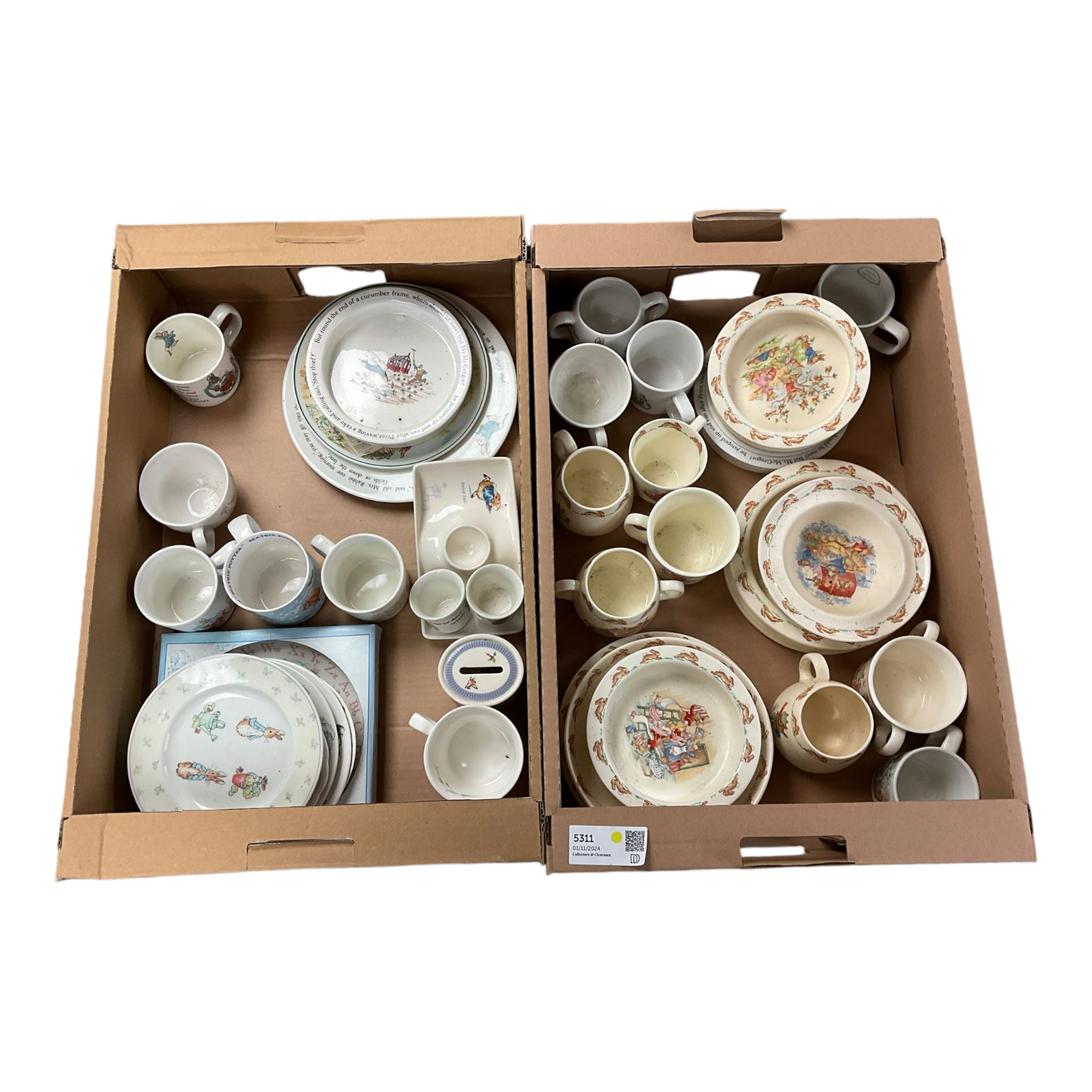 Porcelain Bunnykins Plate Bowl And Cup Set Collection Of Royal