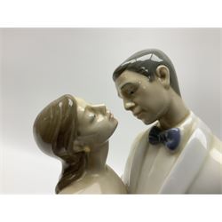 Two Lladro figure groups, Happy Anniversary no 6475 and Meal Time no 6109, largest H32cm
