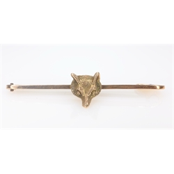  Gold fox mask bar brooch stamped 9ct approx 4gm gross  