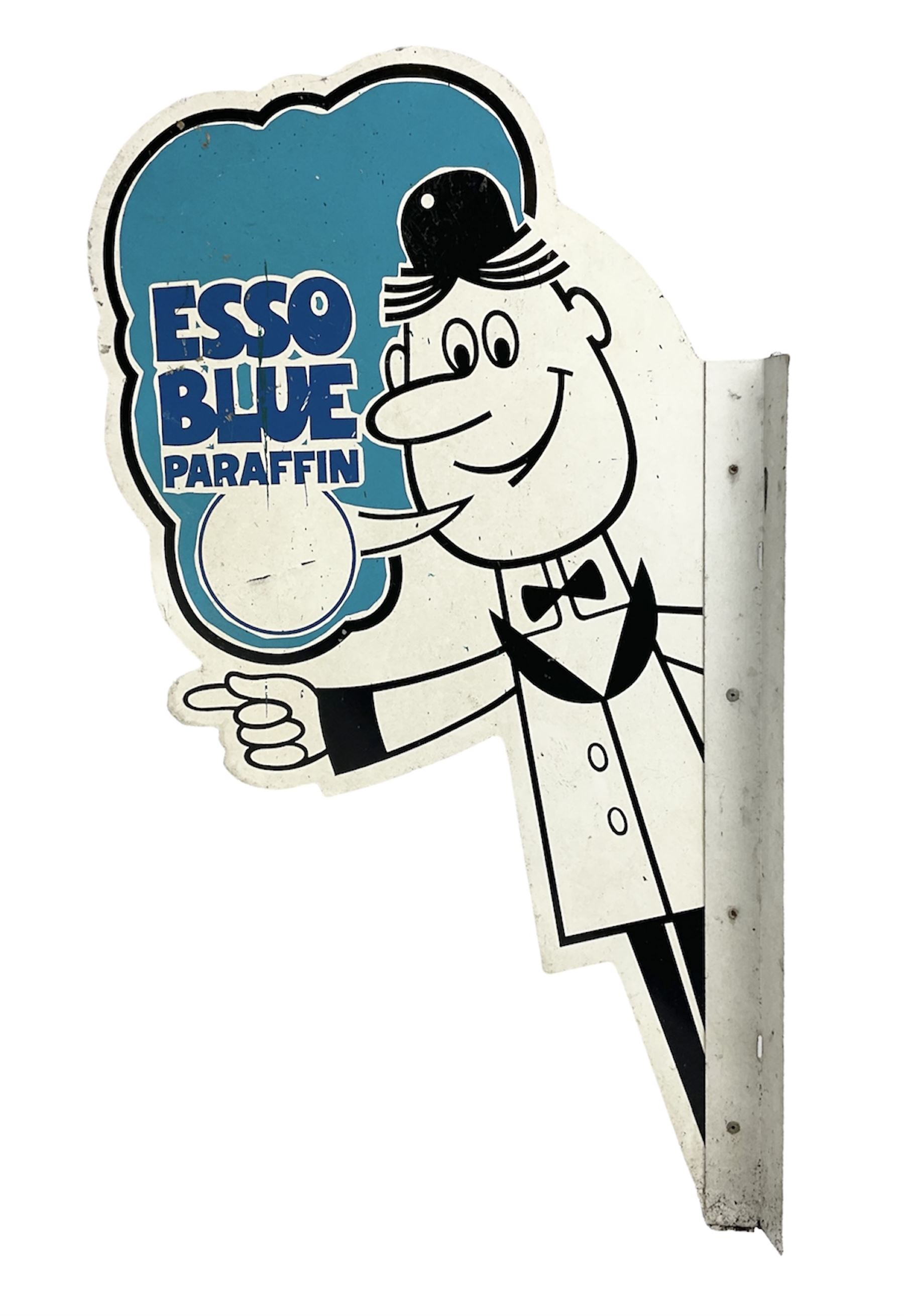 Esso Blue Paraffin double sided aluminium sign with hanging flange, H82cm